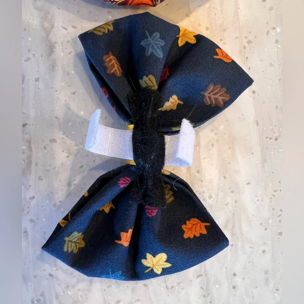 Elegant Dog Bow Tie Set - Autumn Leaves Design